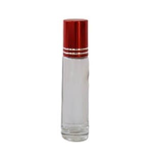 1 x Doorzichtige glazen roll-on flessen met roestvrijstalen rollerball voor etherische olie, aromatherapie, parfums en lippenbalsems ( dik) Glas 10 ML,rode dop