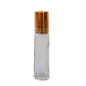 1 x Doorzichtige glazen roll-on flessen met roestvrijstalen rollerball voor etherische olie, aromatherapie, parfums en lippenbalsems ( dik) Glas 10 ML, gouden dop