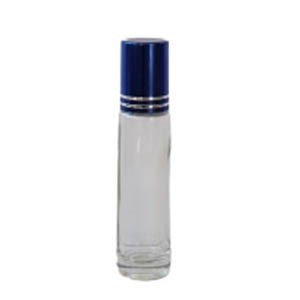 1 x Doorzichtige glazen roll-on flessen met roestvrijstalen rollerball voor etherische olie, aromatherapie, parfums en lippenbalsems ( dik) Glas 10 ML, blauwe dop